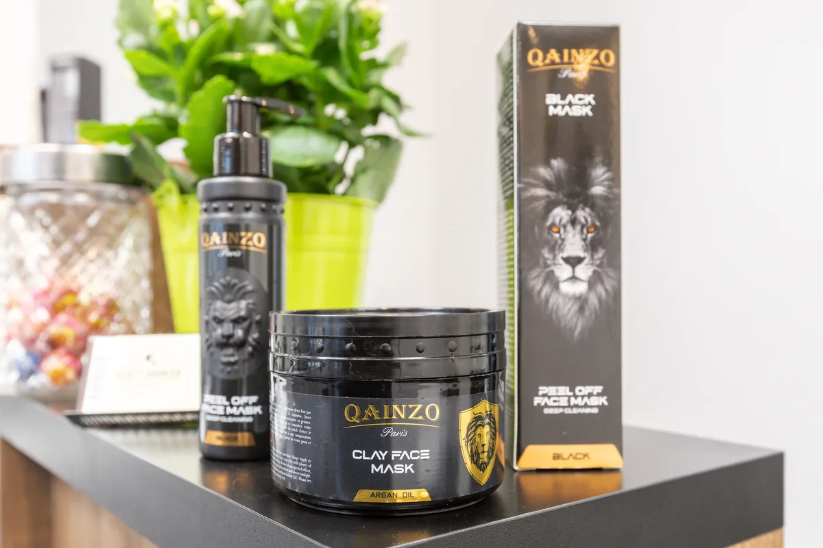 Produits de soin Qainzo Paris — masques visage et huile d'argan chez Gents Coiffure